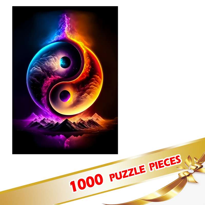 1000pcs Vibrant Yin Yang Bagua Tai Chi Puzzle Challenging DIY Brain Teaser with C
