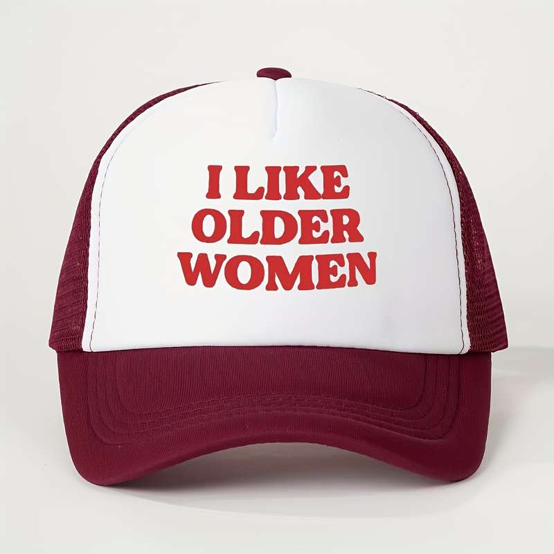 1pc I Like Older Women" Printed Baseball Cap Breathable Adjustable Mesh Trucker Hat for Men Wo
