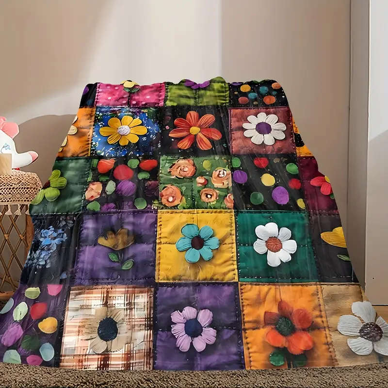 1 Handmade Floral Patchwork Throw Blanket 75CM*105CM