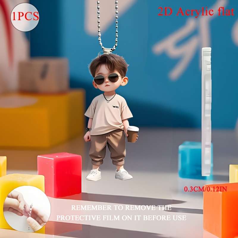 1pc 2D Flat  One piece of  acrylic material with fashionable style and cool theme suitable