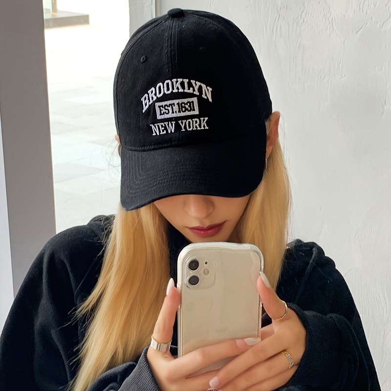 1pc Brooklyn NY Embroidered Baseball Cap Unisex Polyester Cotton Blend Lightweight Breathable Spo