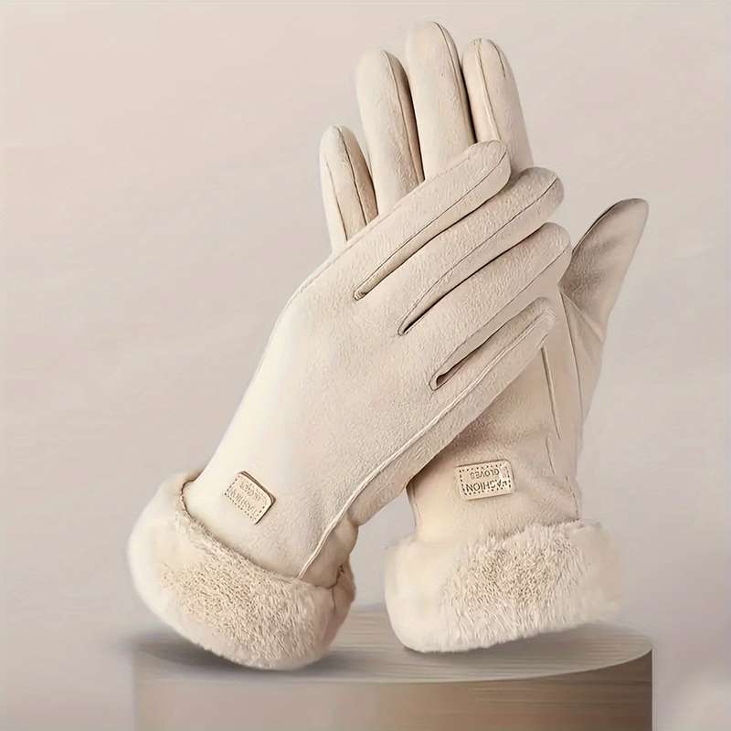 1 Pair Beige 1 Pair Touchscreen Gloves