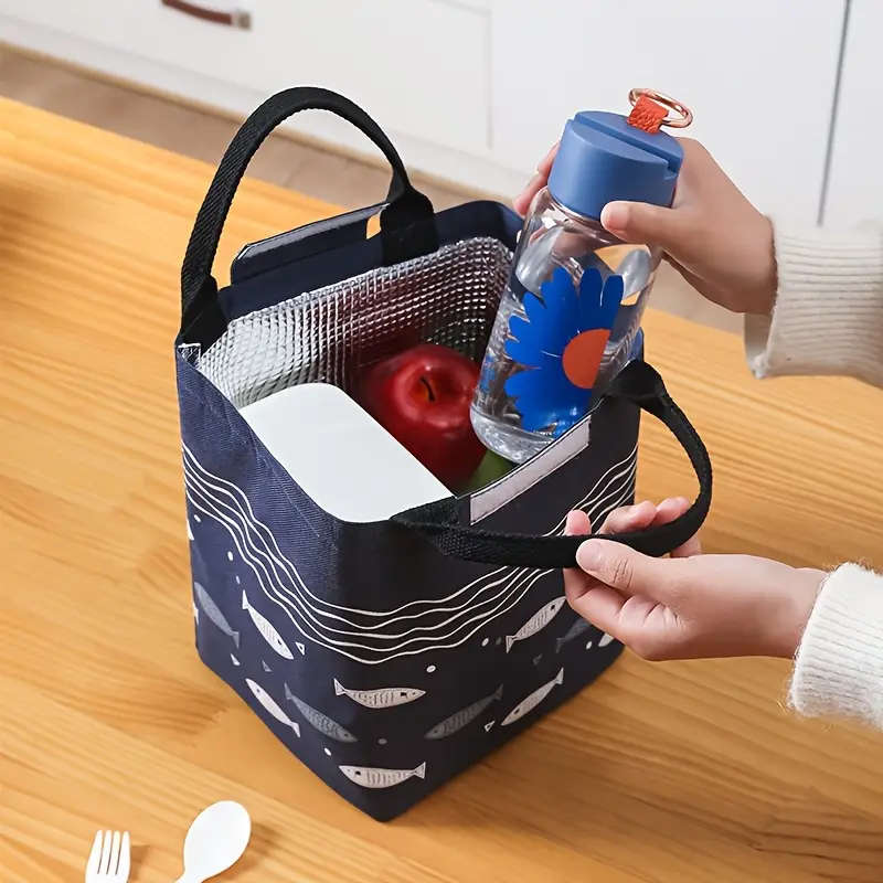 1pc Animal Theme Oxford Cloth Insulated Lunch Bag Waterproof Thermal Tote for Students Office Worker
