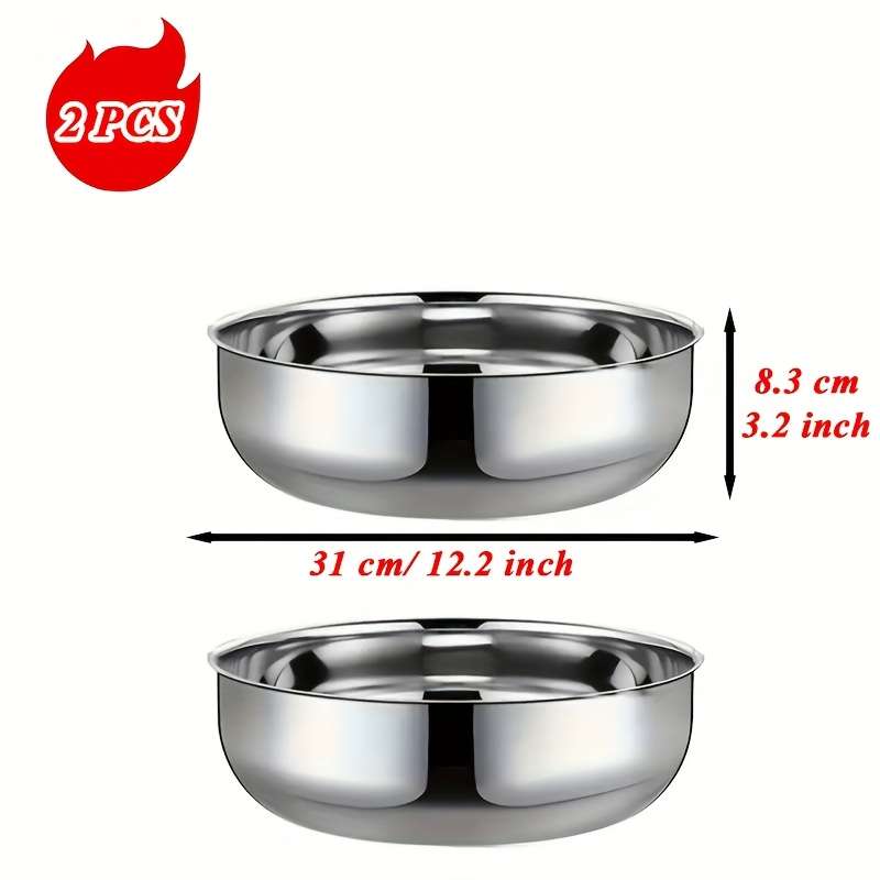 2pcs Large Silvery Stainless Steel Mixing Bowls Rust Resistant Deep And Wide Suitable for K