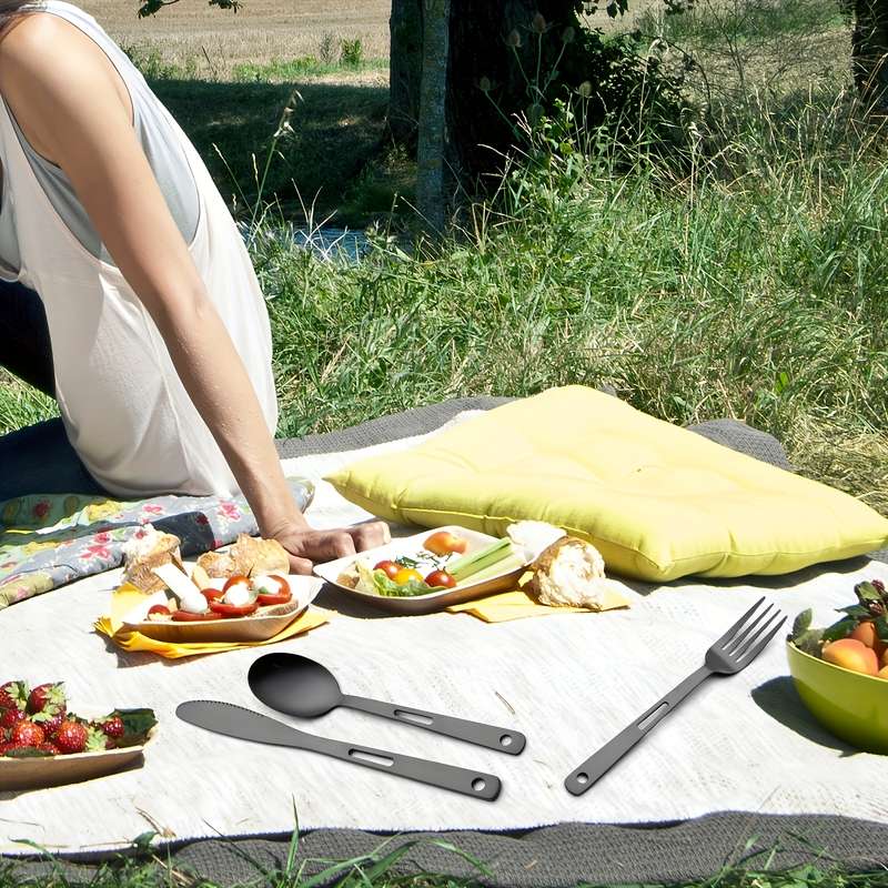 6pcs Stainless Steel Outdoor Camping Cutlery Set Modern Minimalist Design 2 Forks 2 Knives 2