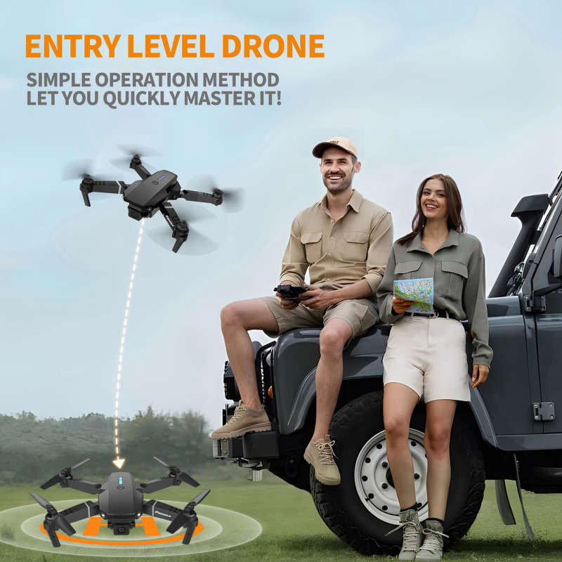1pc E88 Dual Camera Drone with Optical Flow Foldable Remote Control Quadcopter for Beginners 5-Minut