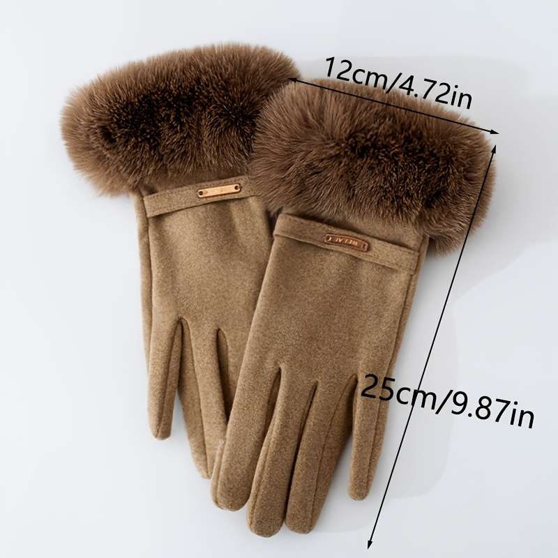 1 Pair Khaki Warm Gloves
