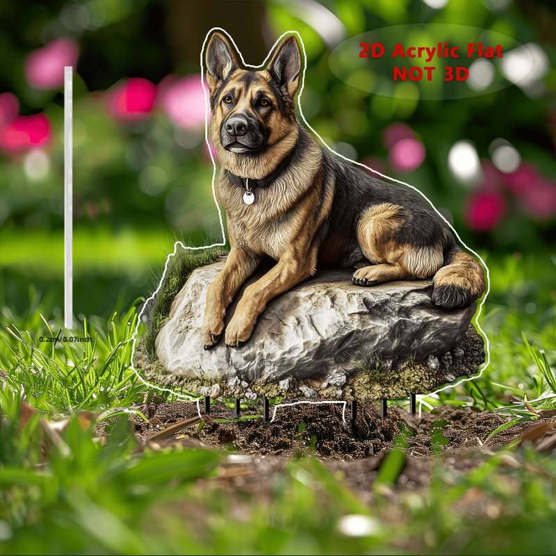 1pc 2D Flat   Acrylic Flat  Acrylic Flat Printing Dog Garden Stake German Shepherd Garden Stake