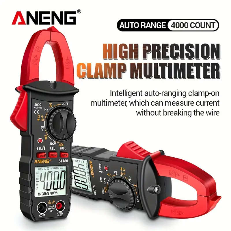1pc ST180 4000 Counts Digital Clamp Multimeter High Precision AC DC Voltage Current Resistance