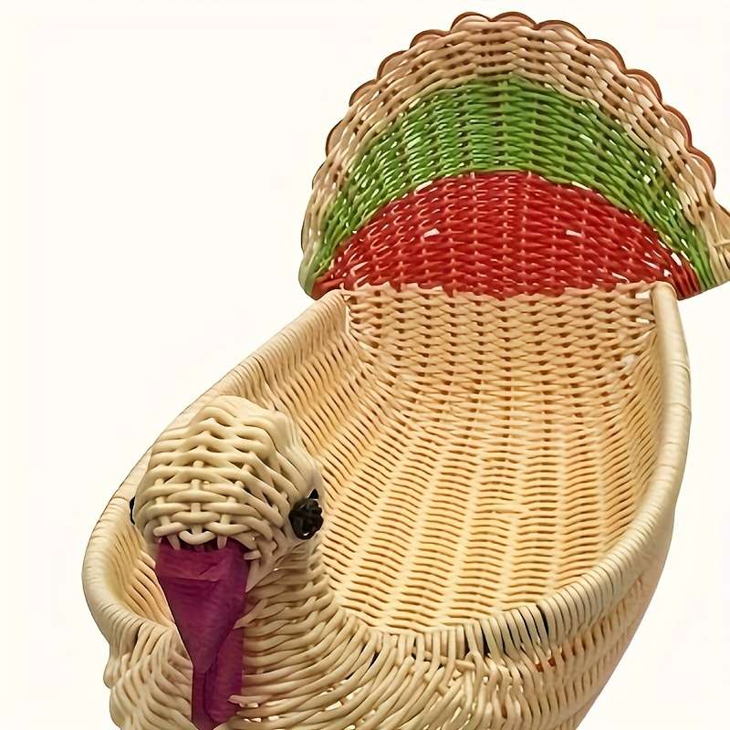 1pc Rattan Turkey Storage Basket Classic Rattan Turkey Basket Handcrafted Woven Storage Orga