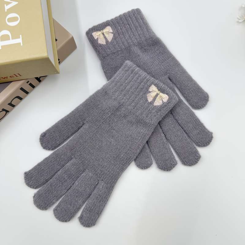 1 Pair Red Gray Warm Gloves