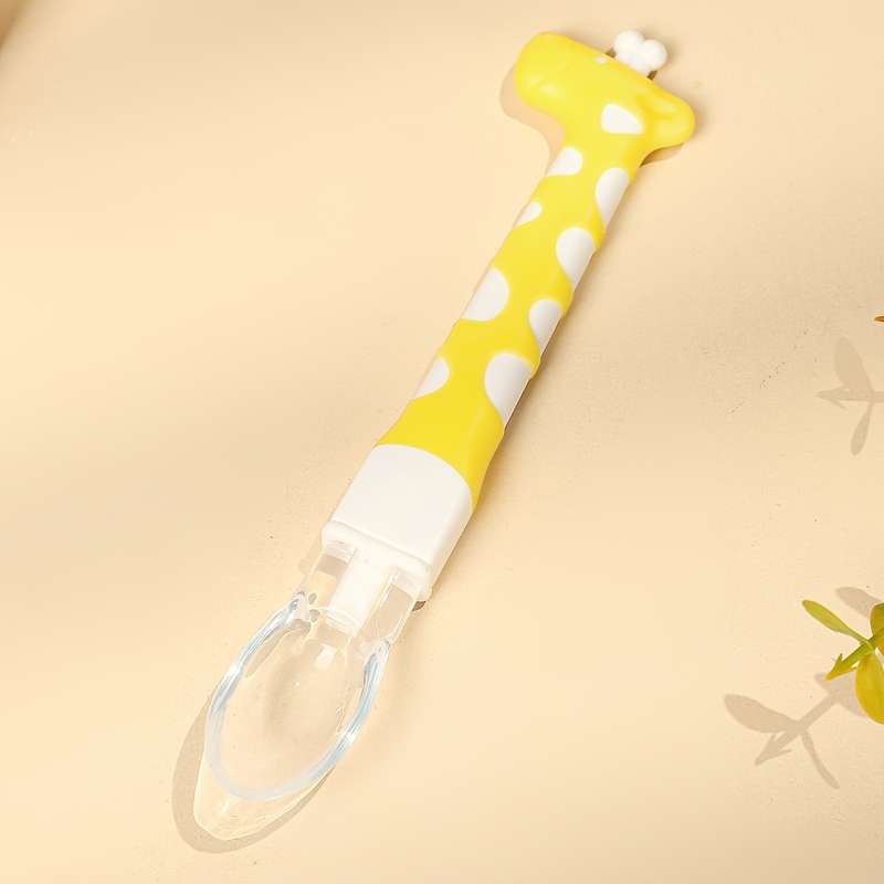 1pc Cute Giraffe-Shaped Silicone Baby Feeding Spoon Soft Food-Grade Silicone Spoon for Infants