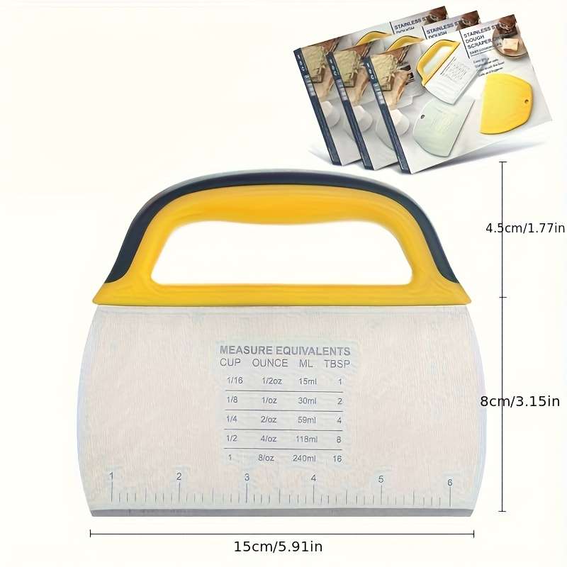 1pc Stainless Steel Slicing Knife with Measuring Scale Durable Non-Slip Silicone Handle Per