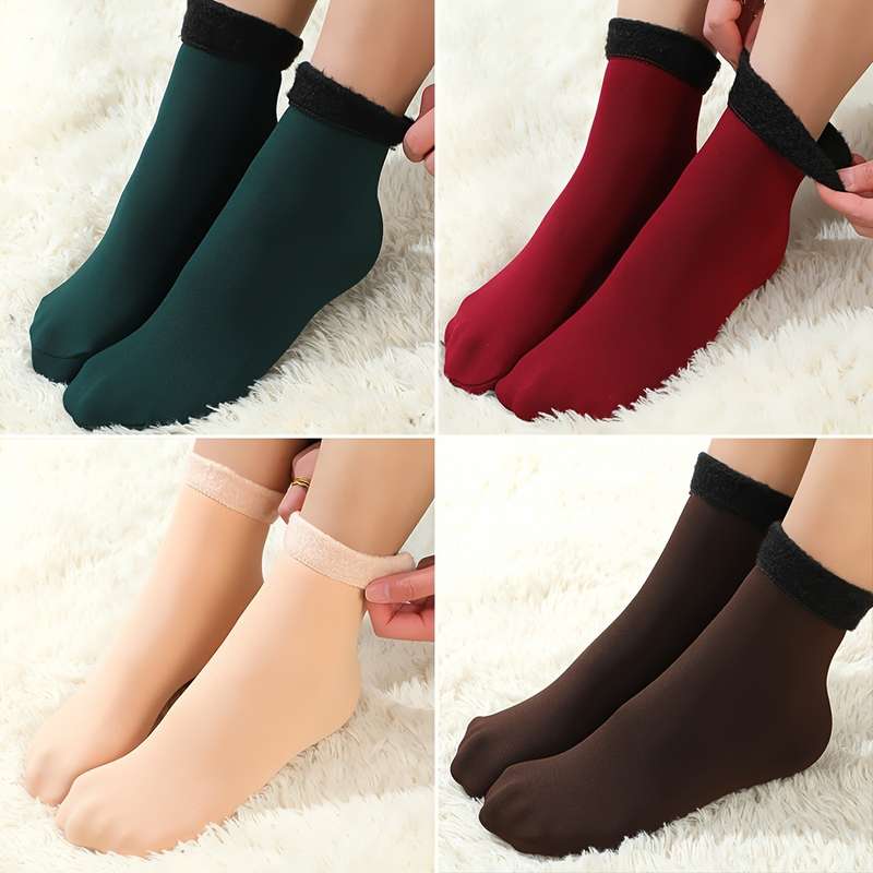 Sock Mixed Color 6 Pairs  Fleece Warmth   One Size