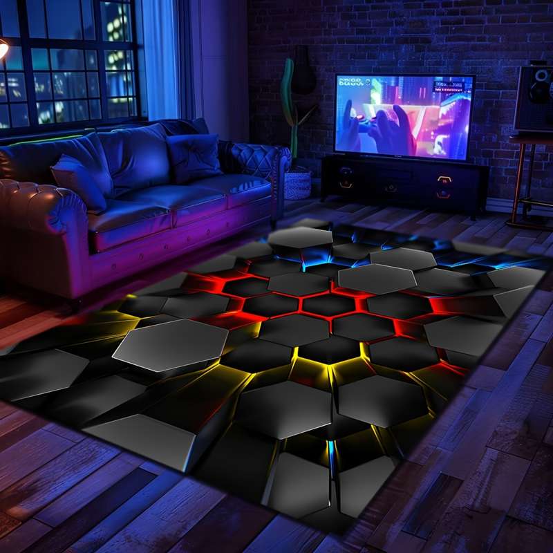 1Pc 100x150cm 39.3x59inch Hexagon Floor Mat