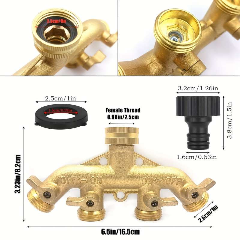 1 Set Style C Full Copper Four Way Diverter
