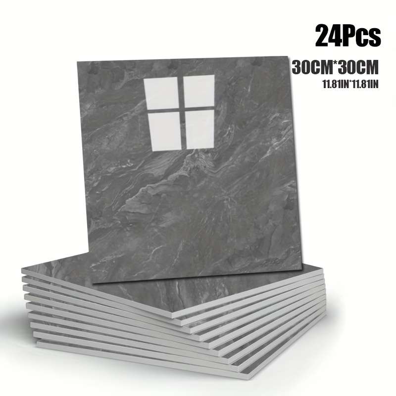 24pcs Wall StickersMarble Medium Gray
