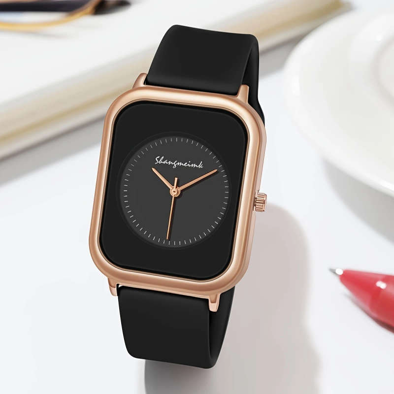 1pc Fashionable Quartz Wrist Watch for Women Analog Display Alloy Case Silicone Strap Elegant Casual