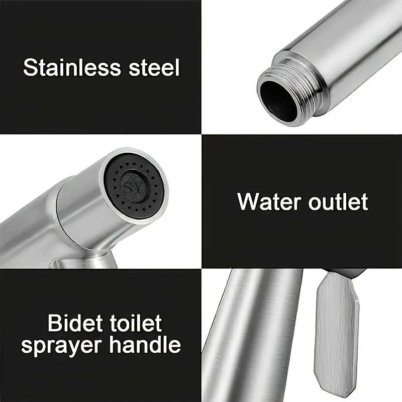 3Pcs Set Luxury Stainless Steel High Pressure Handheld Showerhead Set With Bidet Toilet Sprayer And