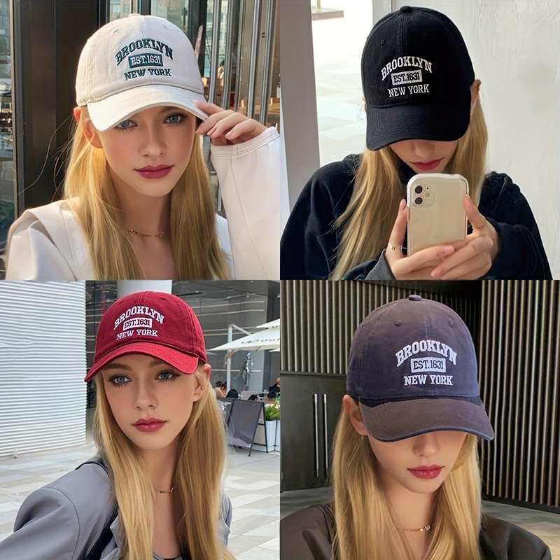 1pc Brooklyn NY Embroidered Baseball Cap Unisex Polyester Cotton Blend Lightweight Breathable Spo