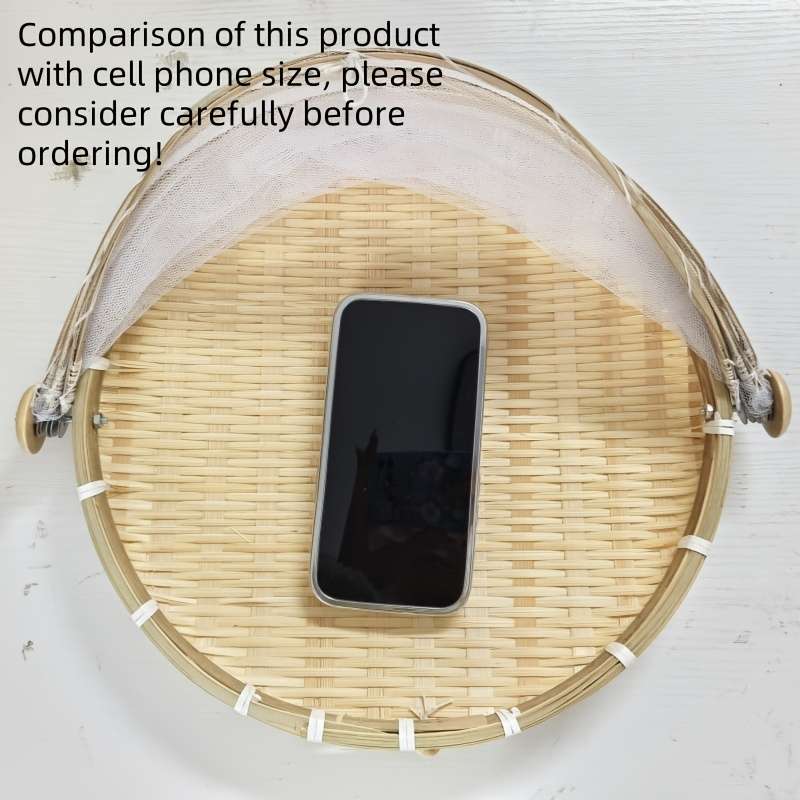 1pc Faridabio Bamboo Storage Basket Rustic Handmade Bamboo Storage Basket Porous Design Dustpr