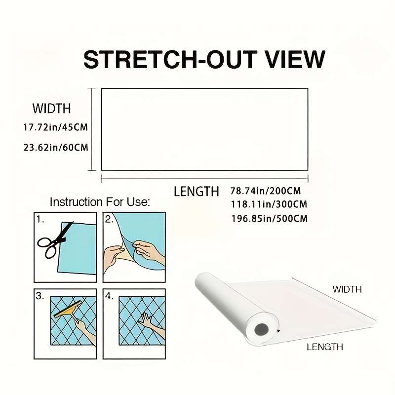 1pc Pure Matte Size 60x500cm  23.62x196.85IN Door Window Sticker