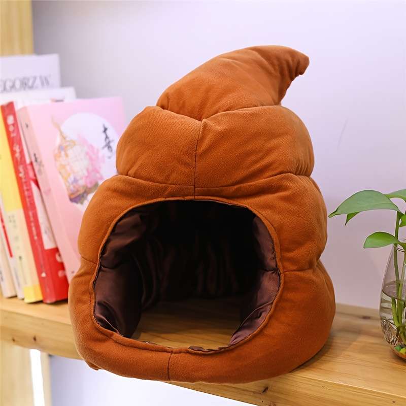1pc Funny Head Cover Hat Cartoon Cute Warm Sand Sculpture Big Hat Gift Windproof Poop Plush Funny P