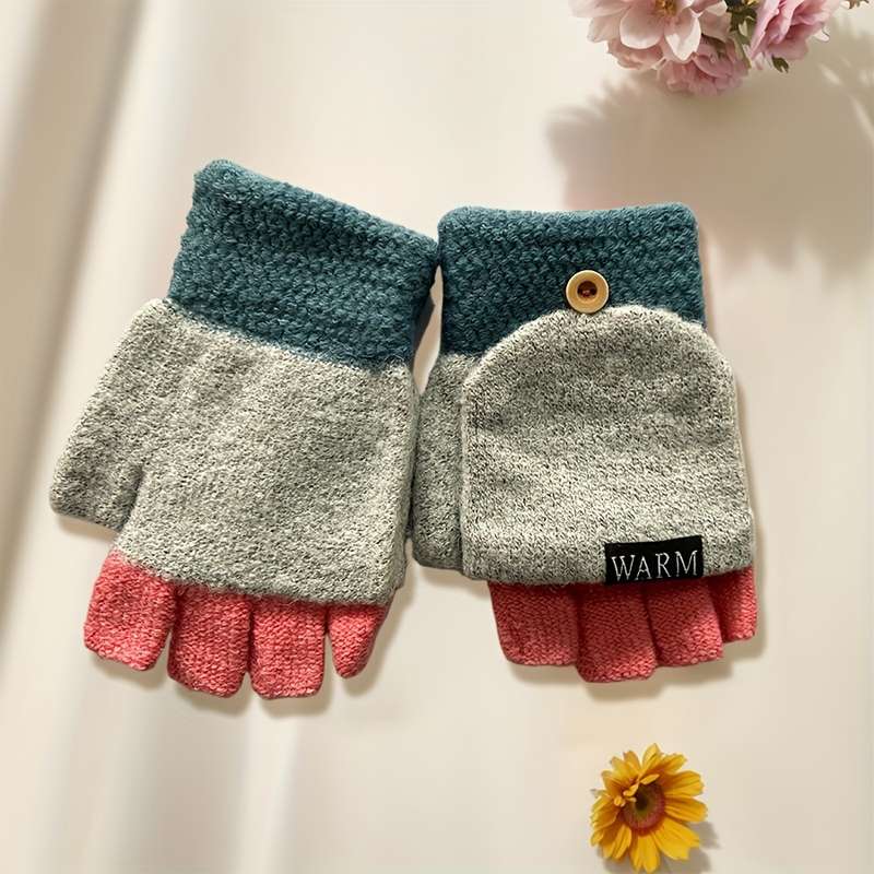 1 Pair Green Warm Gloves