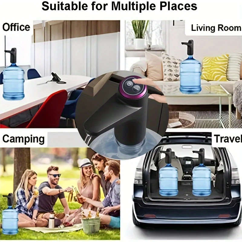 1pc USB Rechargeable Portable Water Pump Easy One-Touch Operation Automatic Dispensing for 11.36-18.