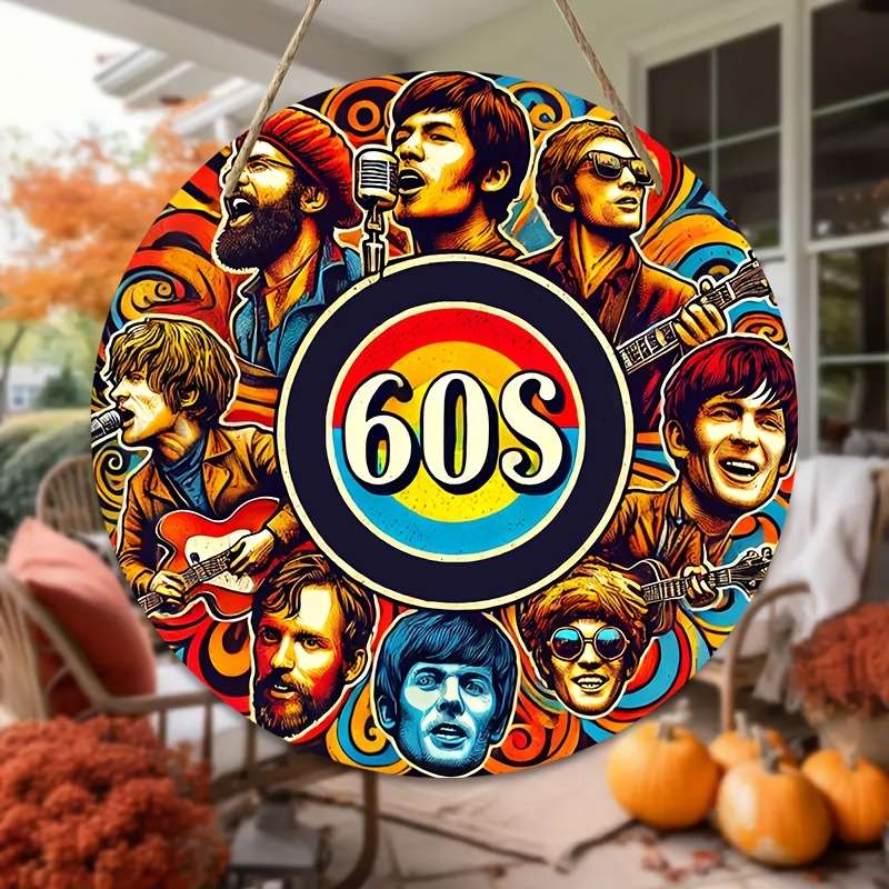 1pc  Americana Style 60s Music Legends Wooden Sign 2D Print Wall Art Multipurpose Door Mount D