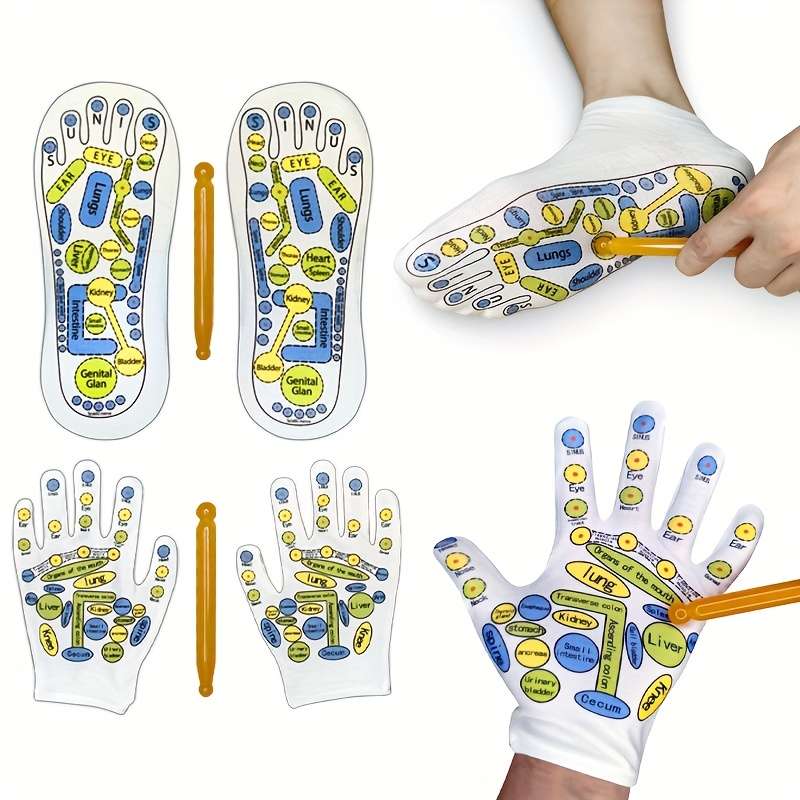 1 Pair Of Short Massage Socks Of Gloves And 1 Massage Stick  Socks