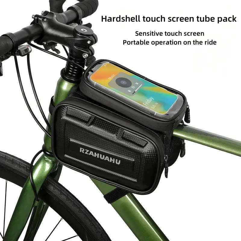 1pc Large-Capacity Bike Front Frame Bag Waterproof Adjustable Strap EVA Material Perfect for Road Mo