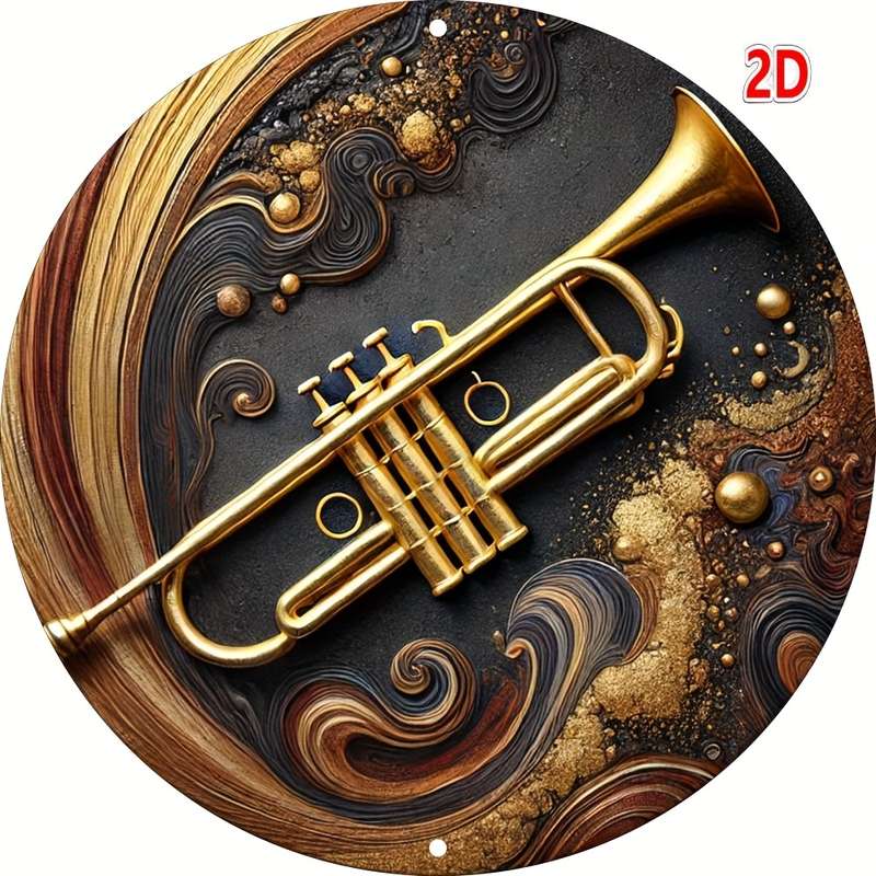 1pc Jazz Club-Inspired Aluminum Trumpet Wall Art Versatile Indoor Outdoor Decor for Home Garden