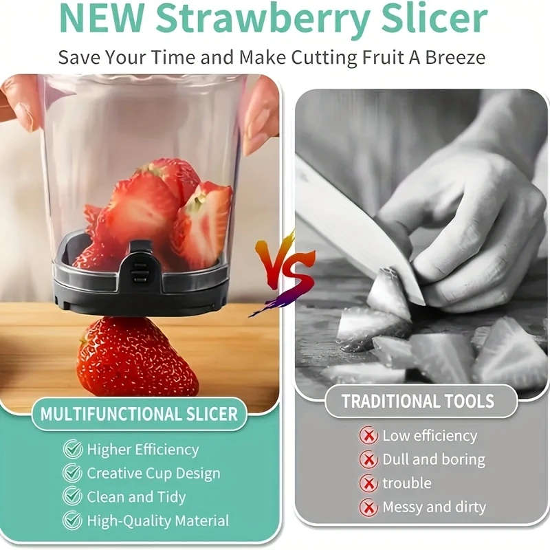 1Pc Creative Stainless Steel Fruit Slicer Durable Manual Push Plate With Rectangular Blades Color Se