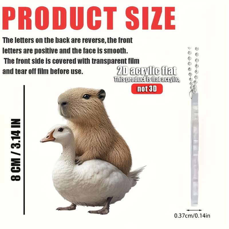 1pc 2D Flat   Capybara Riding Goose Acrylic Hanging Ornament  Design for Car Rearview
