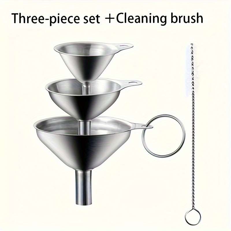 3pcs Stainless Steel Multi-Purpose Funnel Set Heat Resistant Super Versatile for Pouring And