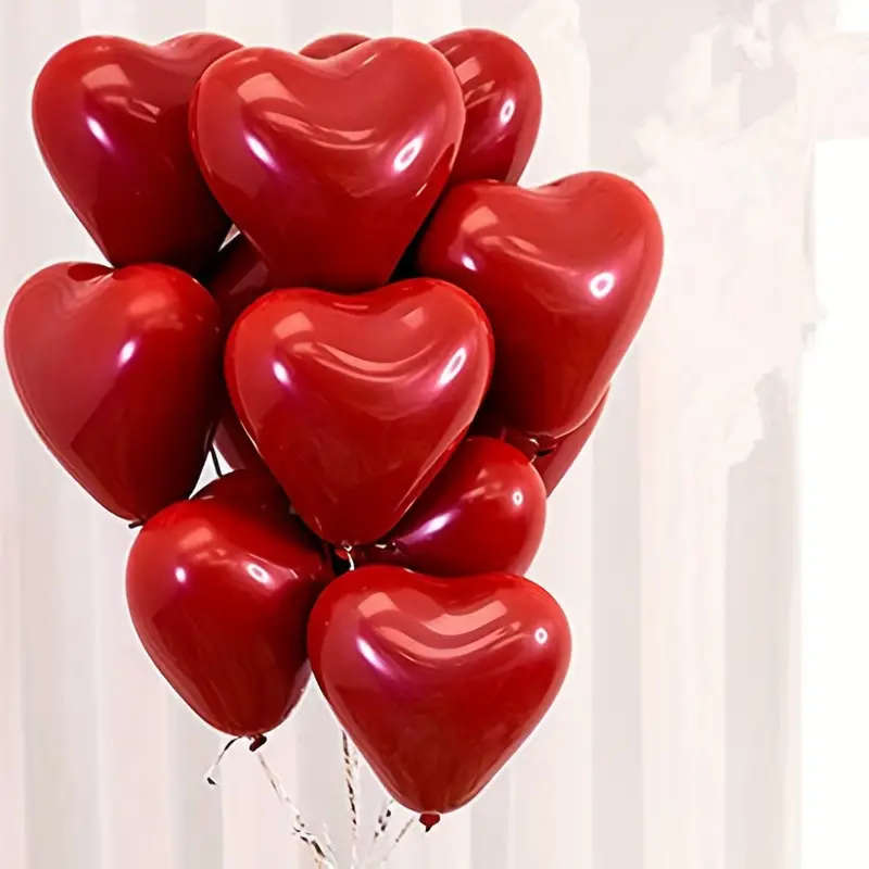 20 Red Heart-Shaped Balloons
