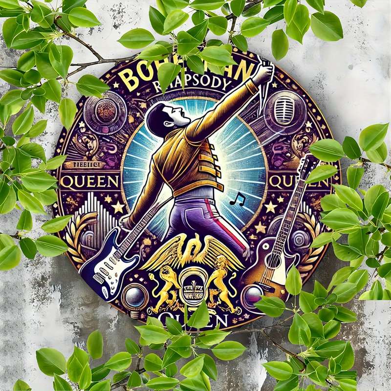 1pc Queen Bohemian Rhapsody 20.32x20.32 cm Round Aluminum Metal Sign for Room Wall Restaurant Ba