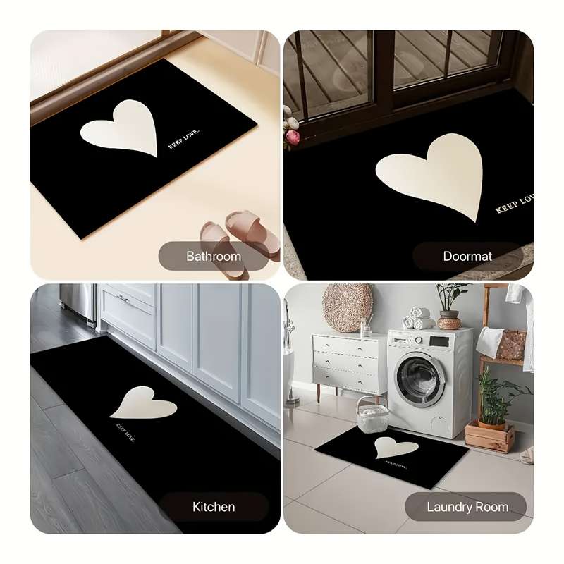 1Pc White Heart 40x60cm 15.7x23.6inch Floor Mat