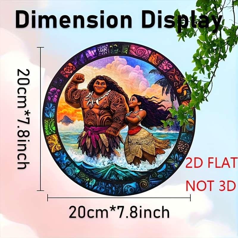 1pc 2D Flat   Disney Moana Tui Suncatcher Art Deco Style Acrylic Window Hanging Love Theme