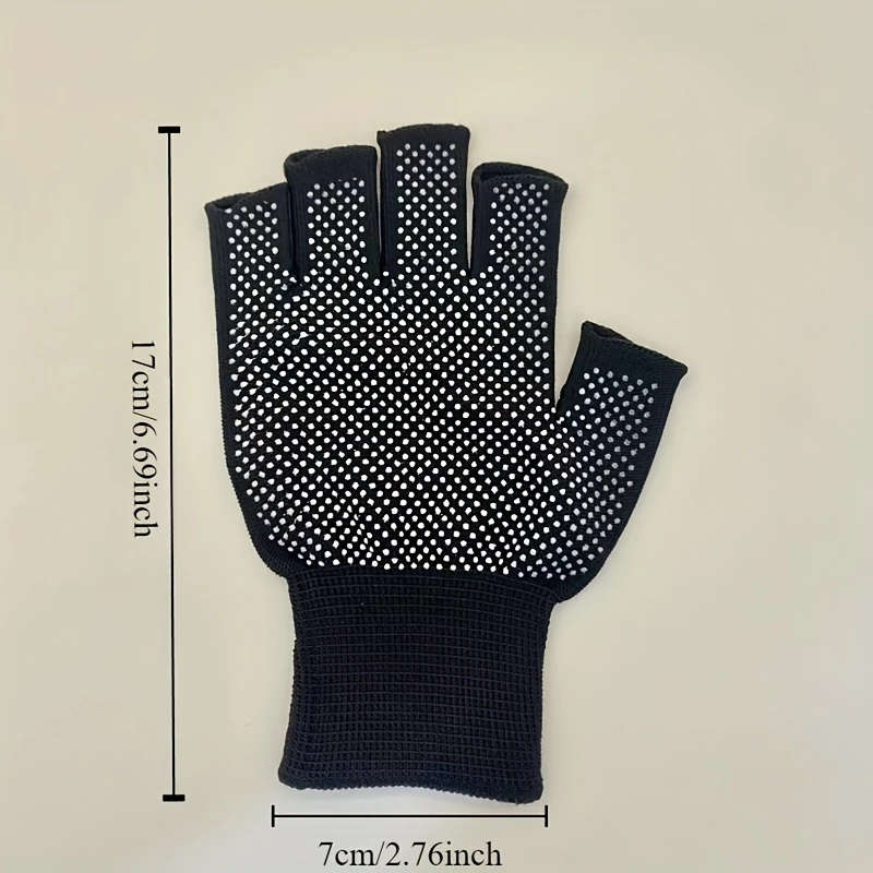 1Pair Breathable Half-Finger Sports Handwear with Anti-Slip Silicone Grip Polyamide Woven Fabric for