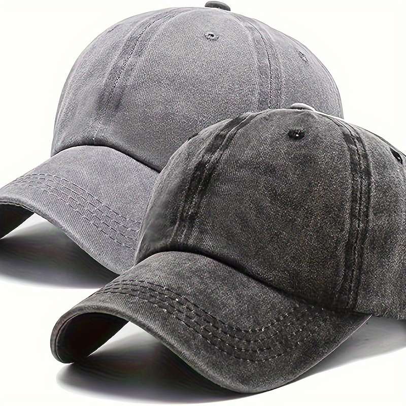 1pc Vintage Washed Denim Baseball Caps 100% Cotton Unisex Adjustable Inelastic Outdoor Sun Sh