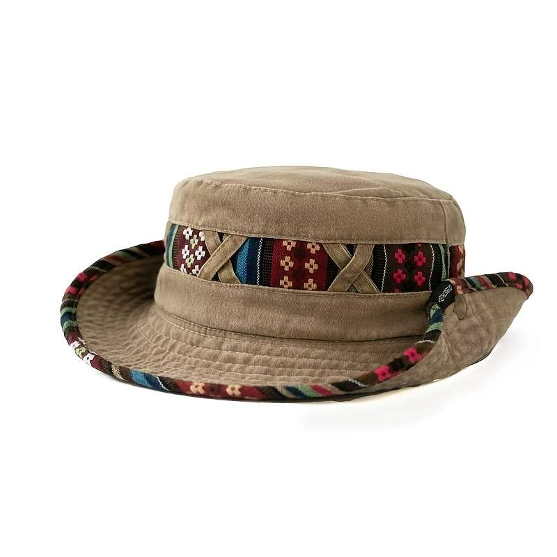 1pc Retro Denim Cowboy Hat with Adjustable Drawstring Lightweight Woven Outdoor Mountaineeri