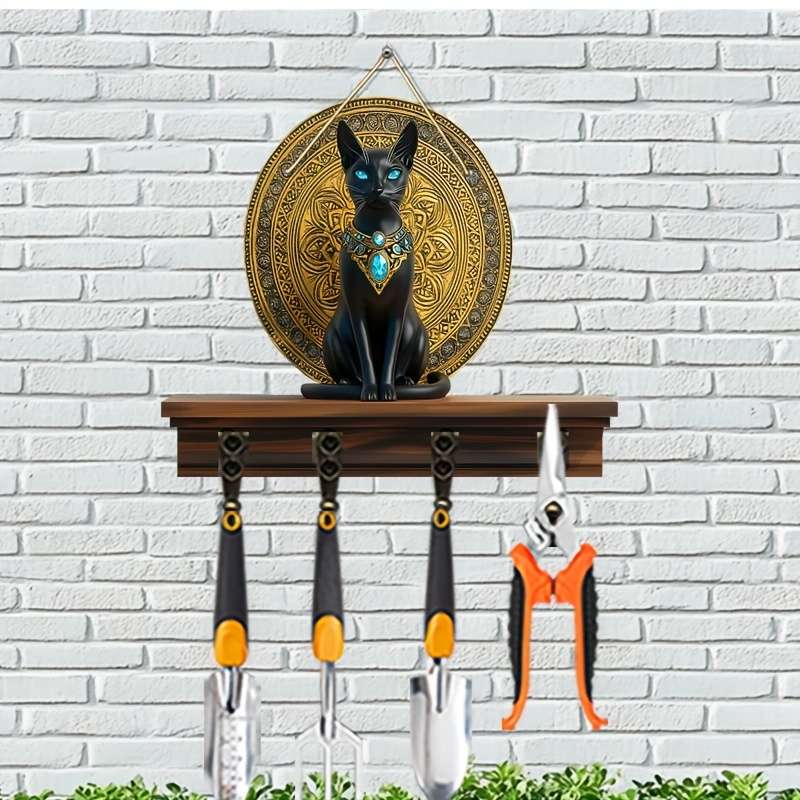 1pc Egyptian Cat Simple Colorful Wood with Home Key Hanger with Four Metal Hooks (30.0 cm X 24.99c