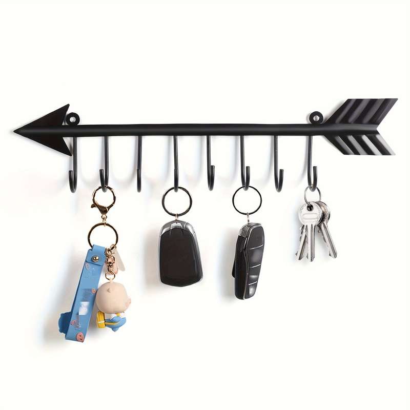 2pcs Modern Metal Key Holder Rack Wall-Mounted Key Organizer Hooks Easy Install Fashionable Entr