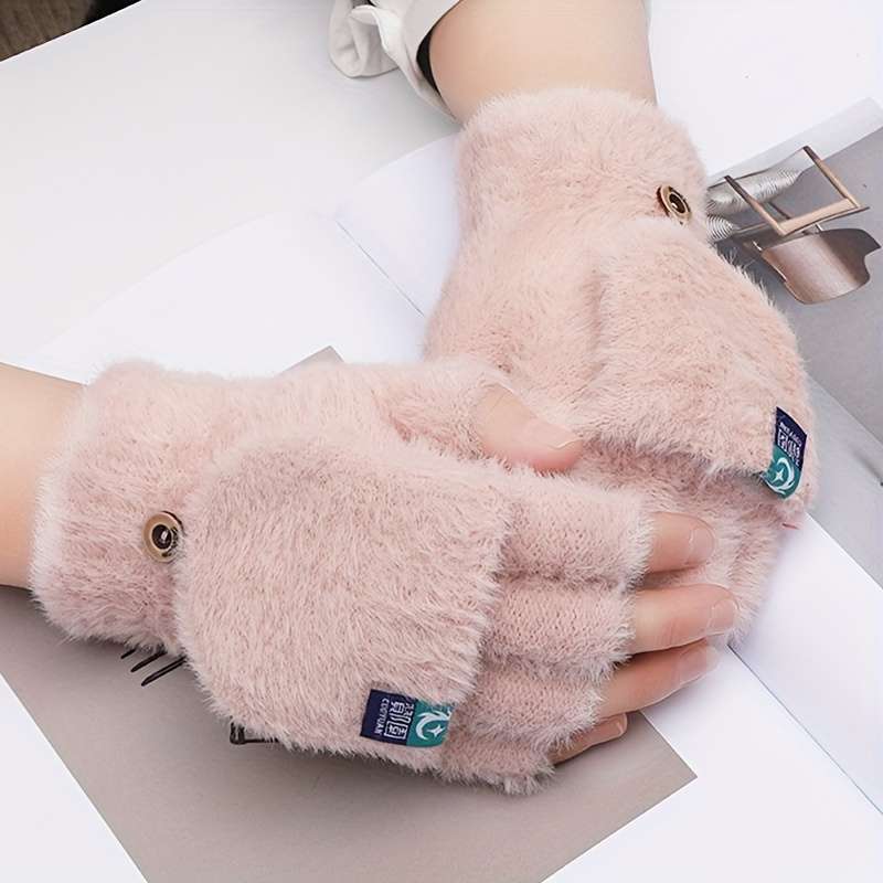 1 Pair Black Warm Gloves