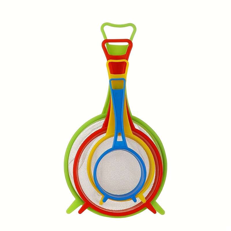 4pcs Set of Classic Plastic Handheld Flour Sieves for Home Baking in The Kitchen.