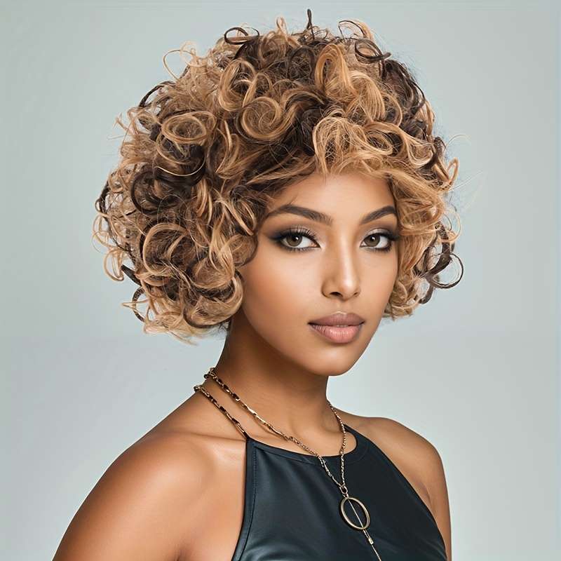 1Pc Black Brown Golden Mix Fashion Design Wig