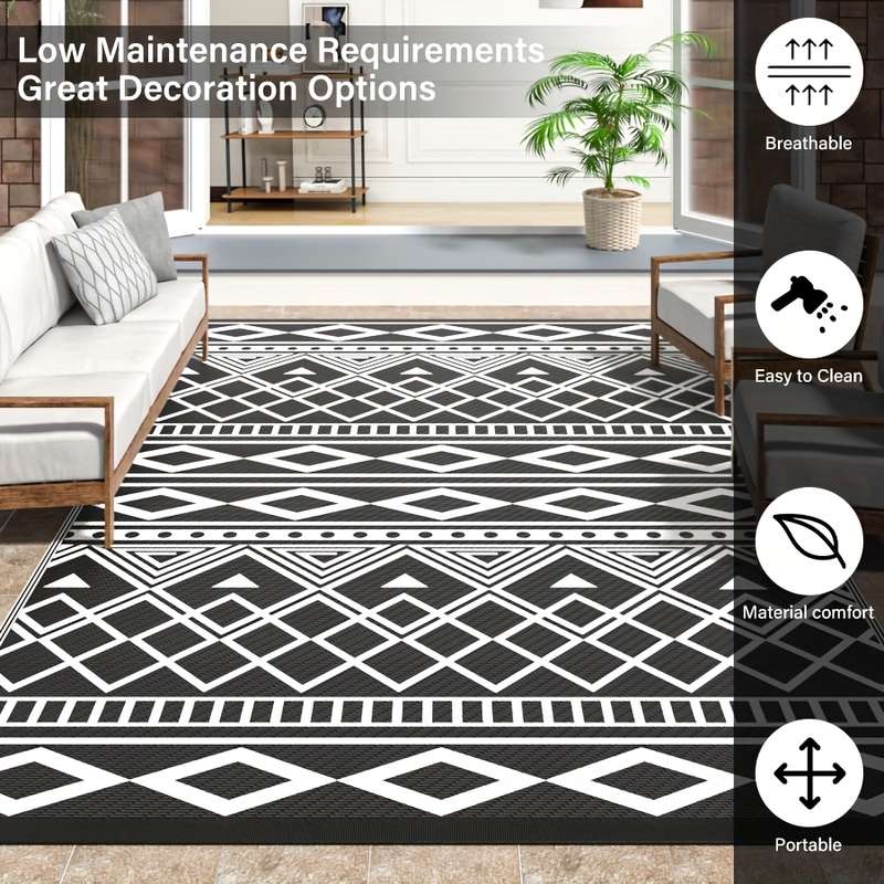 1Pc Black And White 182x274cm Floor Mat