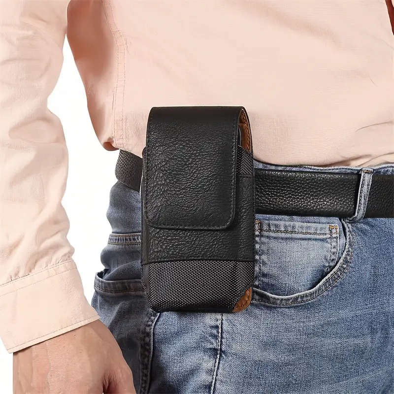 1pc Outdoor Belt for a 7.0-Inch Universal Leather Phone Case Made from Top Layer Cowhide Bag